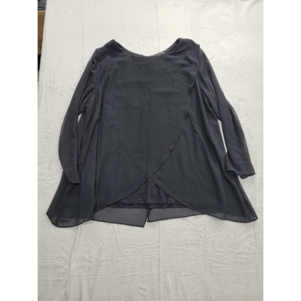 Soft Surroundings Blouse Womens PXL Black Tulip Front Split Back